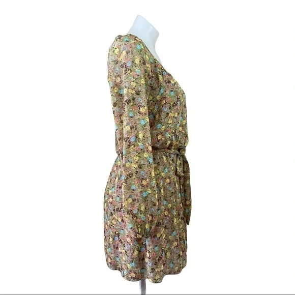 Speechless Beige Floral Multicolor Dress Small - Picture 4 of 7